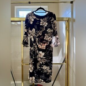 Connected Apparel Cream Ruched Sheath Dress